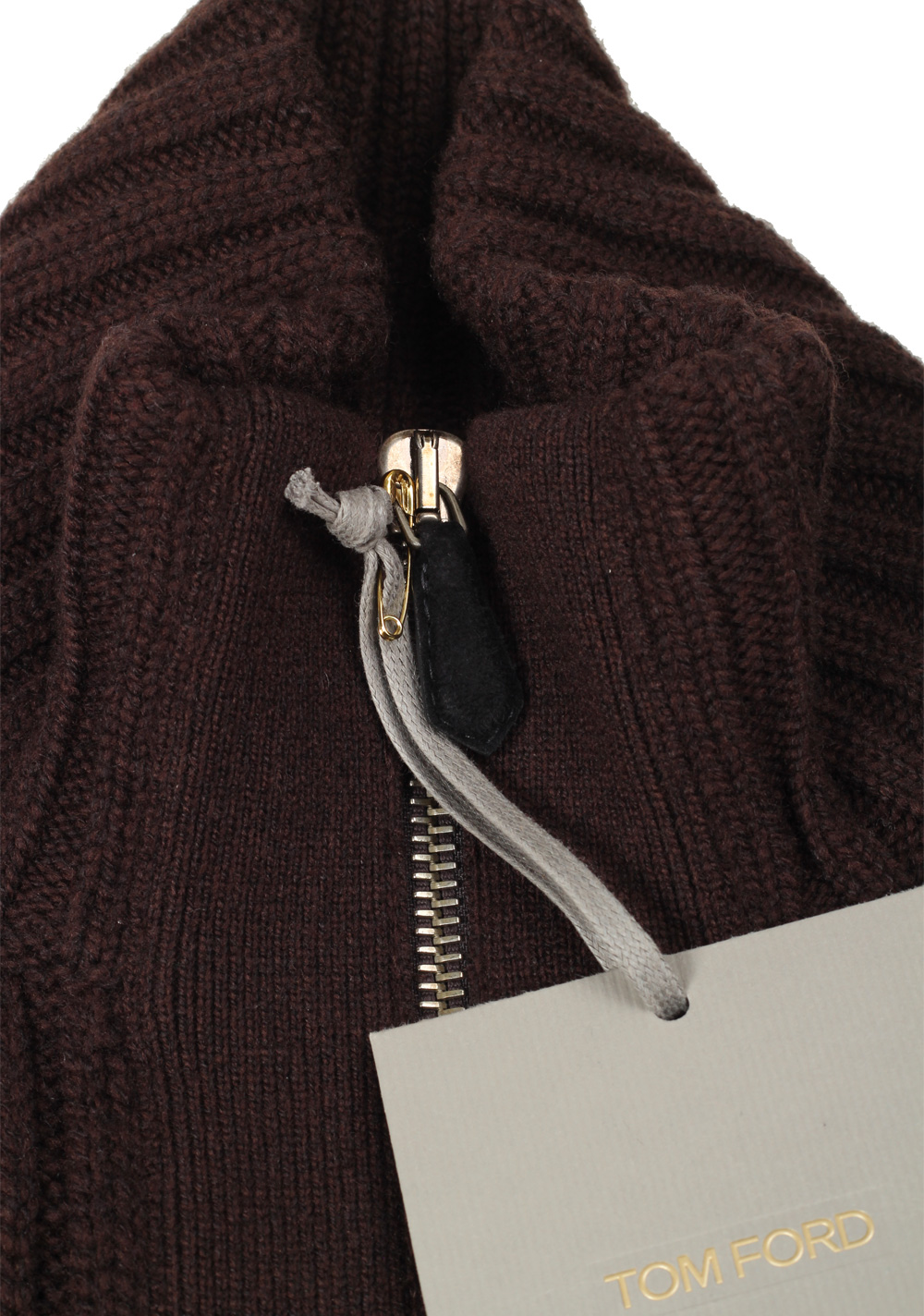TOM FORD Brown Zipper Cardigan Size 48 / 38R U.S. Wool Cashmere | Costume Limité