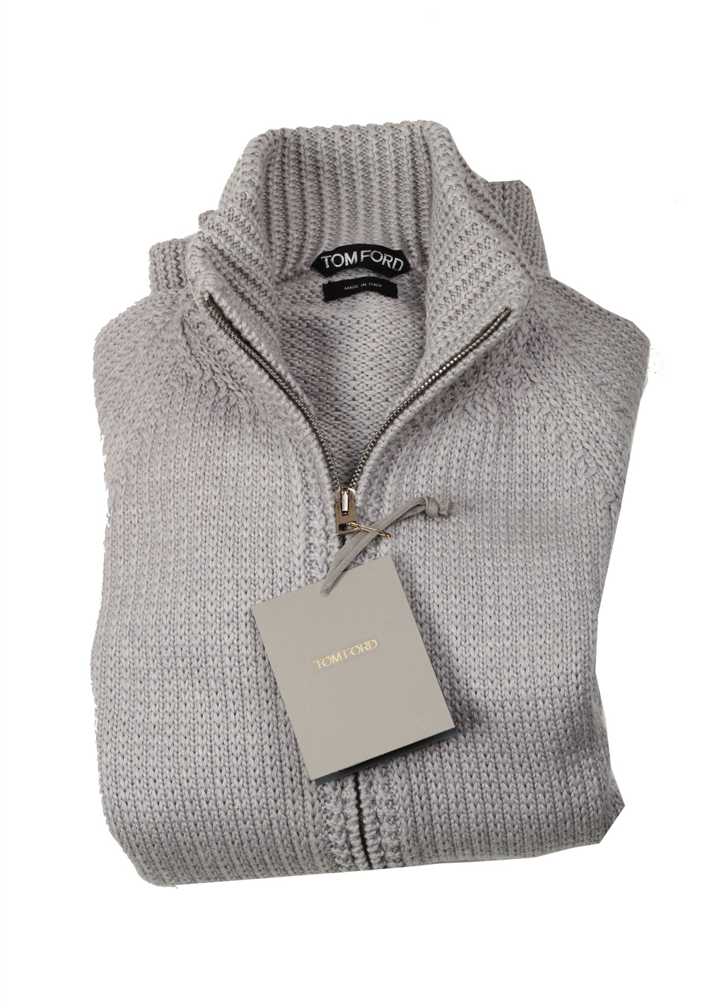 TOM FORD Gray Zipper Cardigan Size 48 / 38R U.S. Wool – image 2