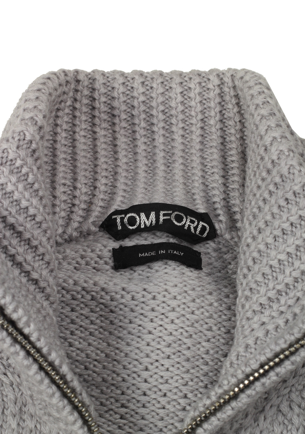 TOM FORD Gray Zipper Cardigan Size 48 / 38R U.S. Wool | Costume Limité