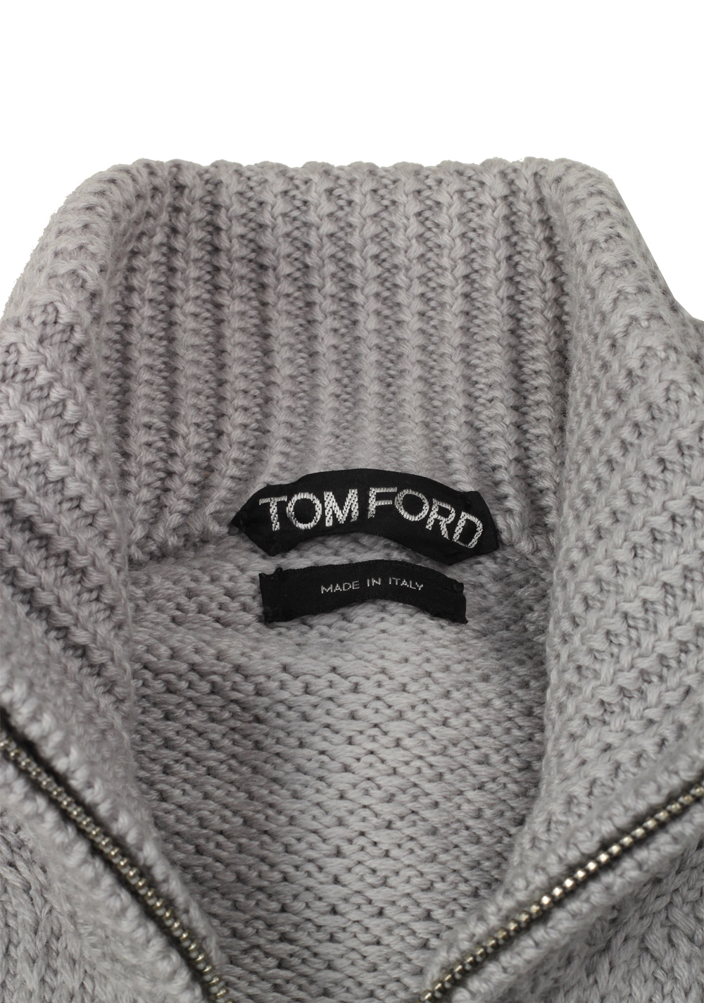 TOM FORD Gray Zipper Cardigan Size 48 / 38R U.S. Wool – image 3
