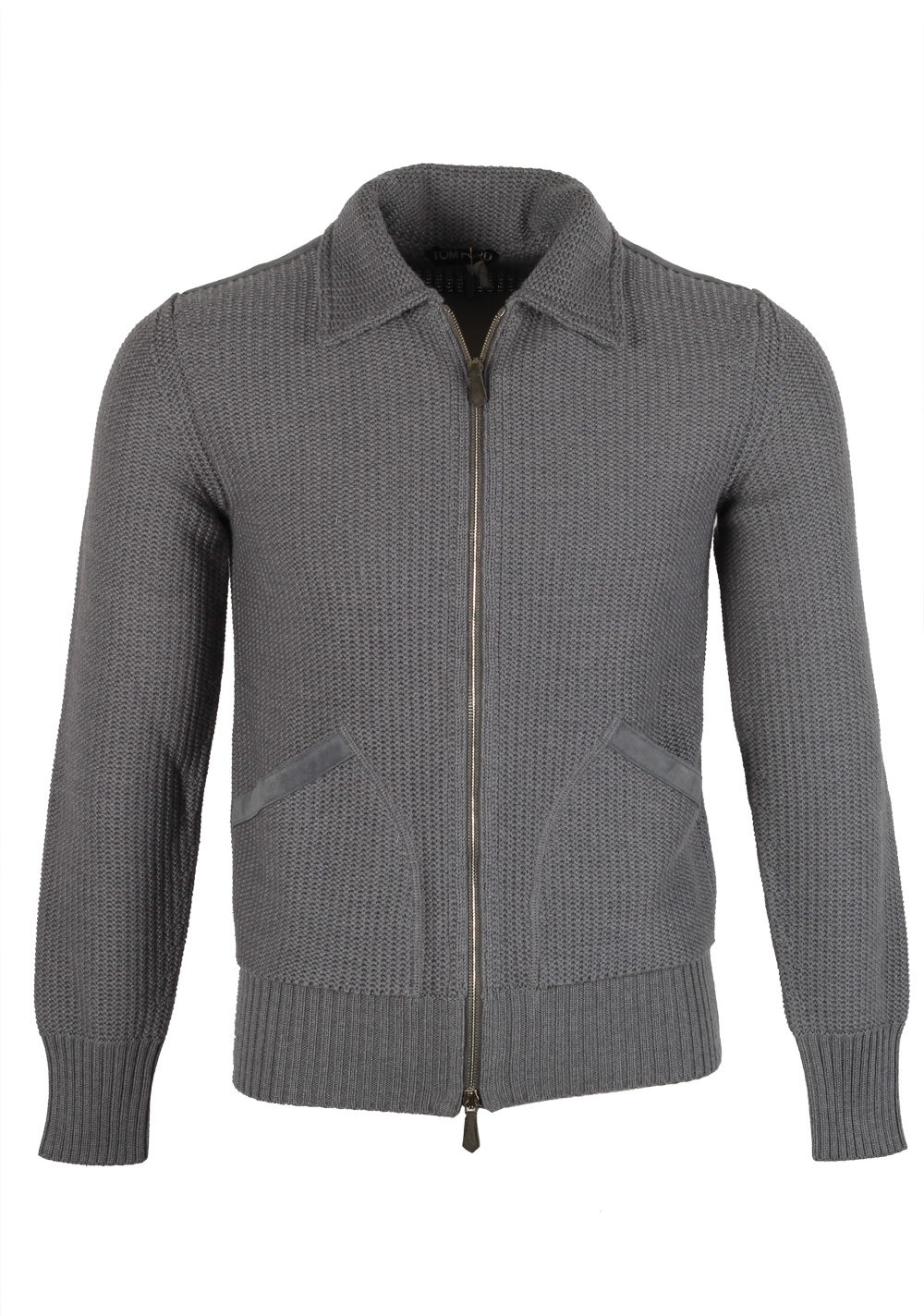 TOM FORD Gray Zipper Cardigan Size 48 / 38R U.S. In Wool | Costume Limité