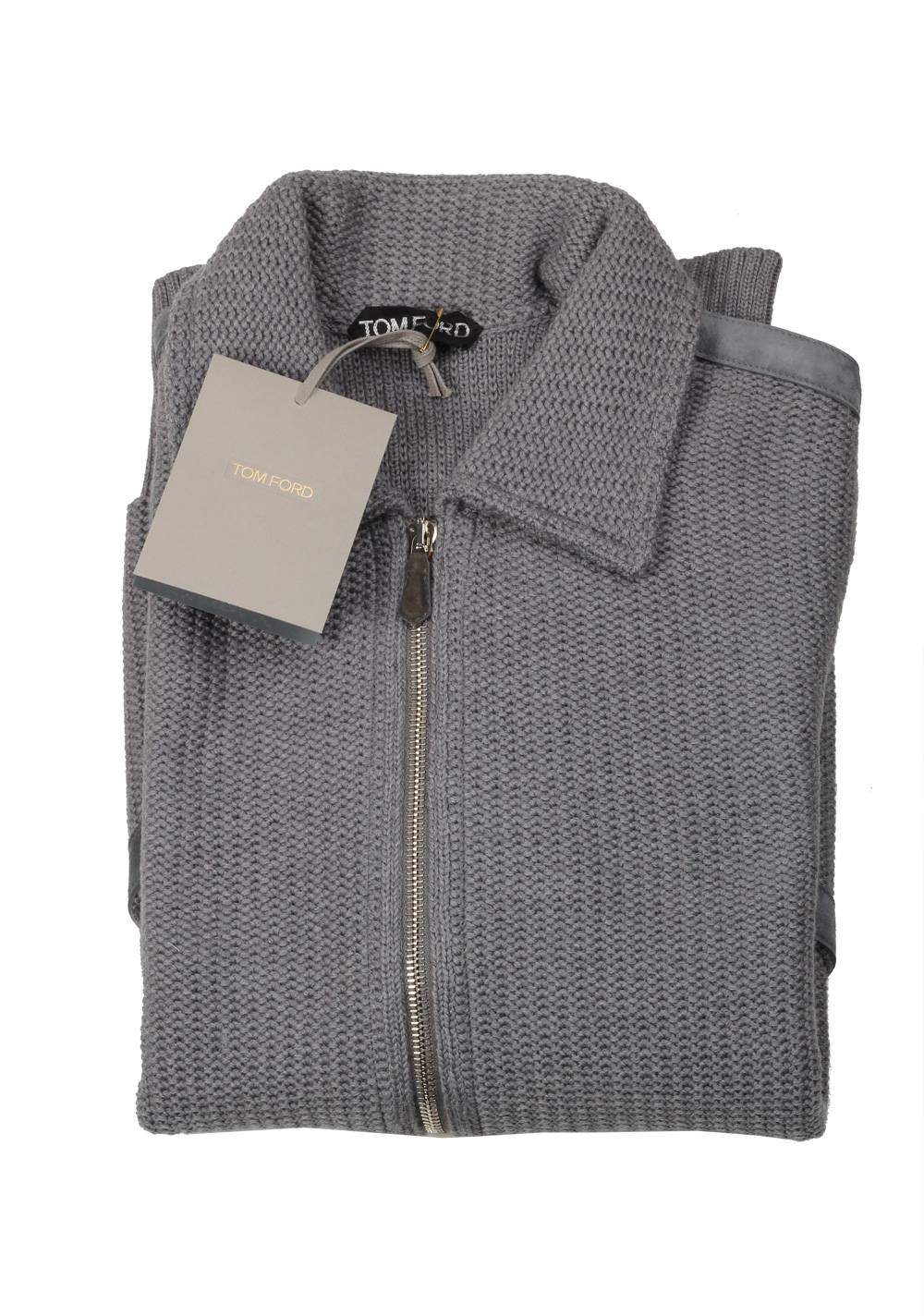 TOM FORD Gray Zipper Cardigan Size 48 / 38R U.S. In Wool | Costume Limité