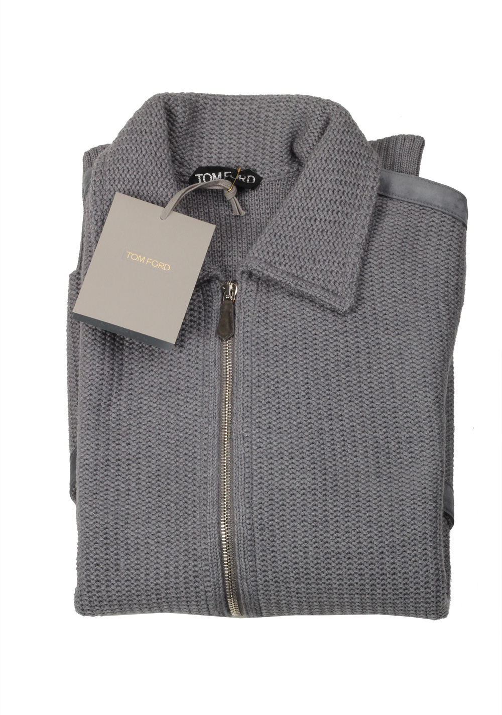 TOM FORD Gray Zipper Cardigan Size 48 / 38R U.S. In Wool – image 2