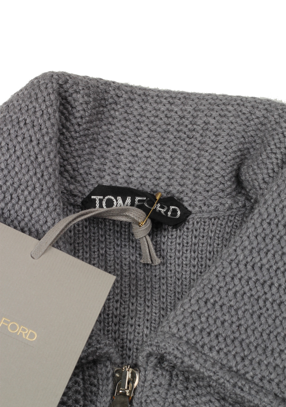 TOM FORD Gray Zipper Cardigan Size 48 / 38R U.S. In Wool – image 3