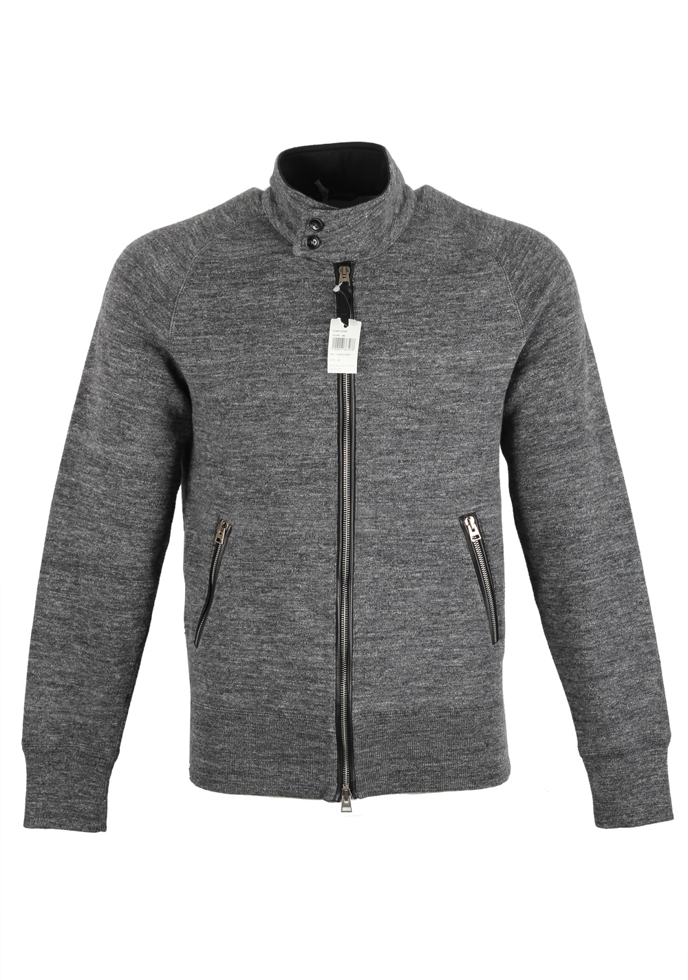 TOM FORD Gray Zipper Cardigan Size 48 / 38R U.S. In Cotton