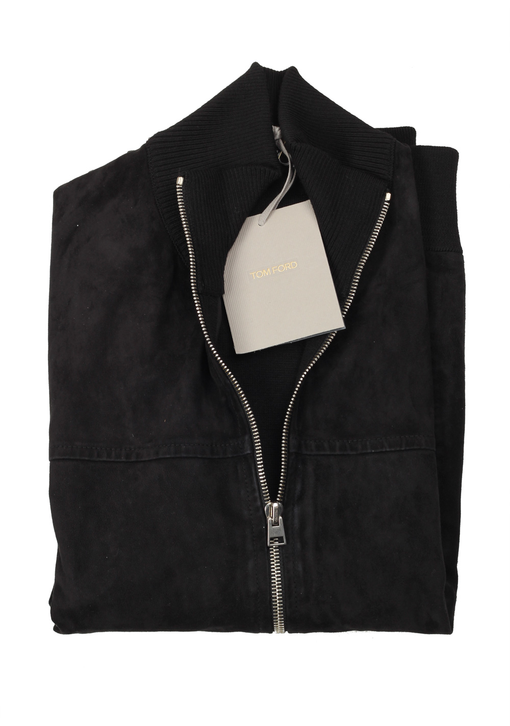 TOM FORD Black Suede Zipper Cardigan Size 48 / 38R U.S. In Wool ...