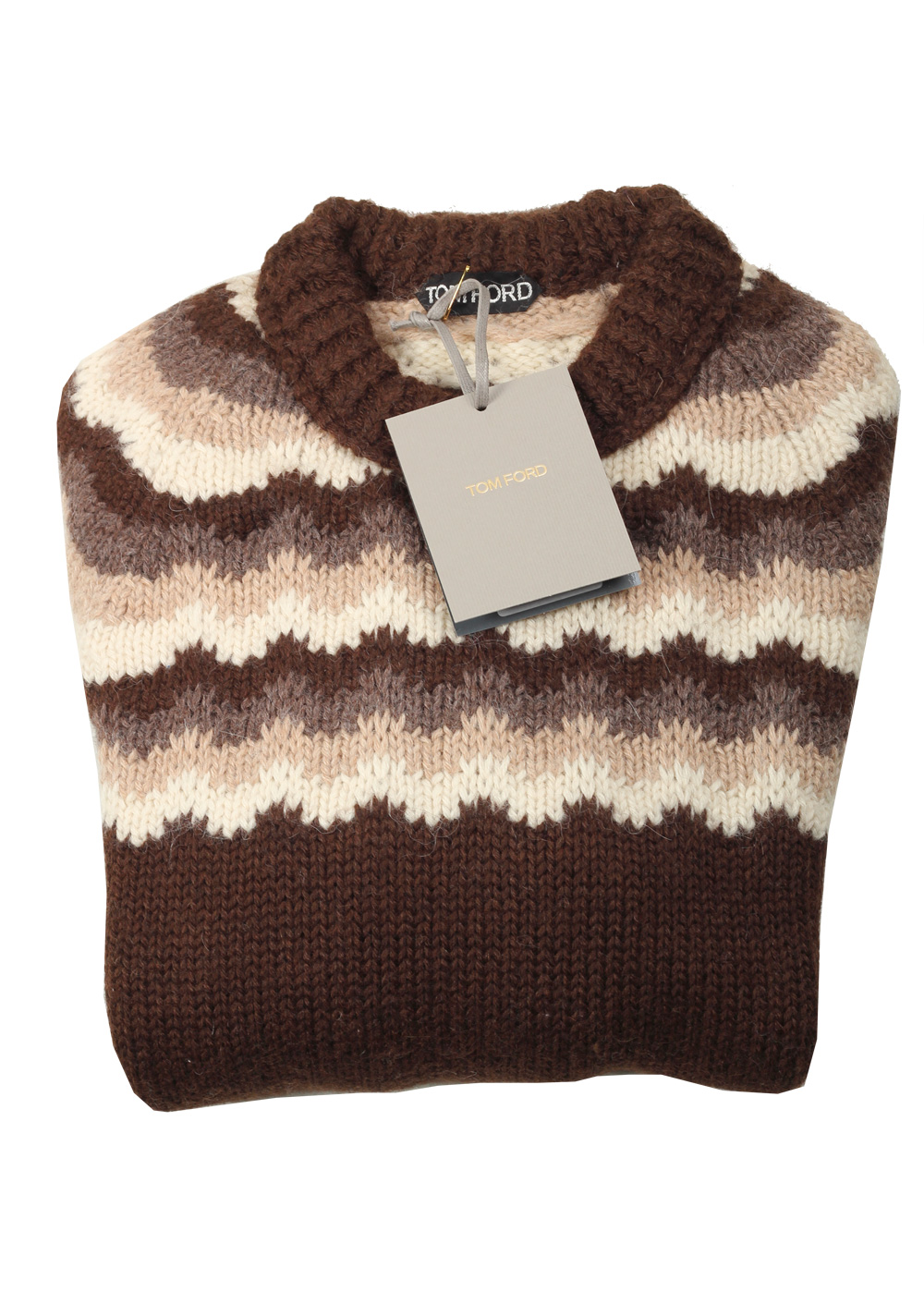 TOM FORD Brown Crew Neck Sweater Size 48 / 38R U.S. In Wool | Costume Limité