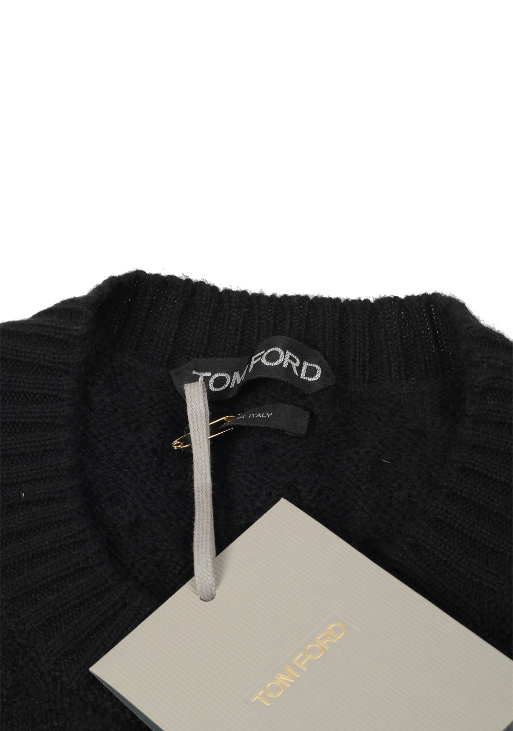 TOM FORD Black Crew Neck Sweater Size 48 / 38R U.S. In Wool Cashmere | Costume Limité