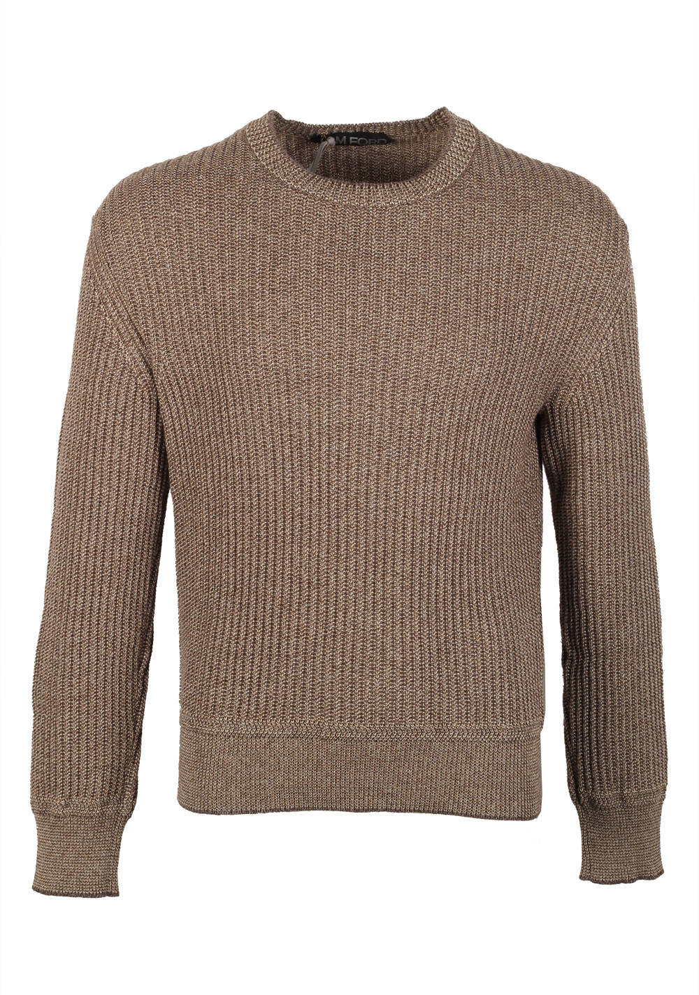 TOM FORD Brown Crew Neck Sweater Size 48 / 38R U.S. In Cotton Cashmere Linen | Costume Limité