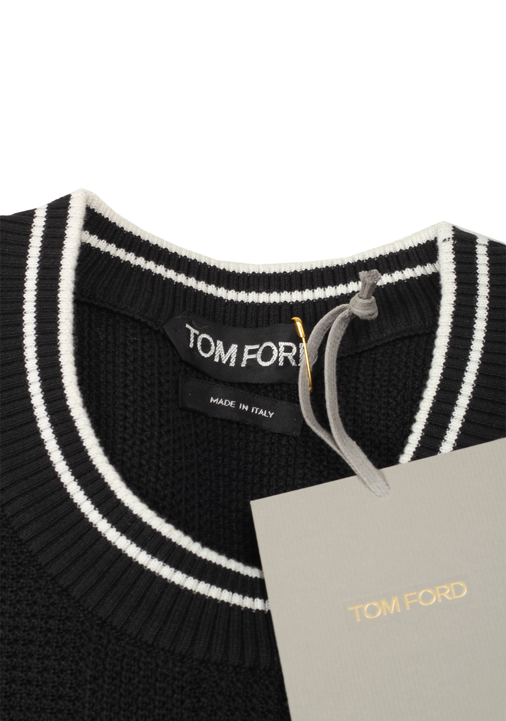 TOM FORD Black Crew Neck Sweater Size 48 / 38R U.S. In Silk Cotton | Costume Limité