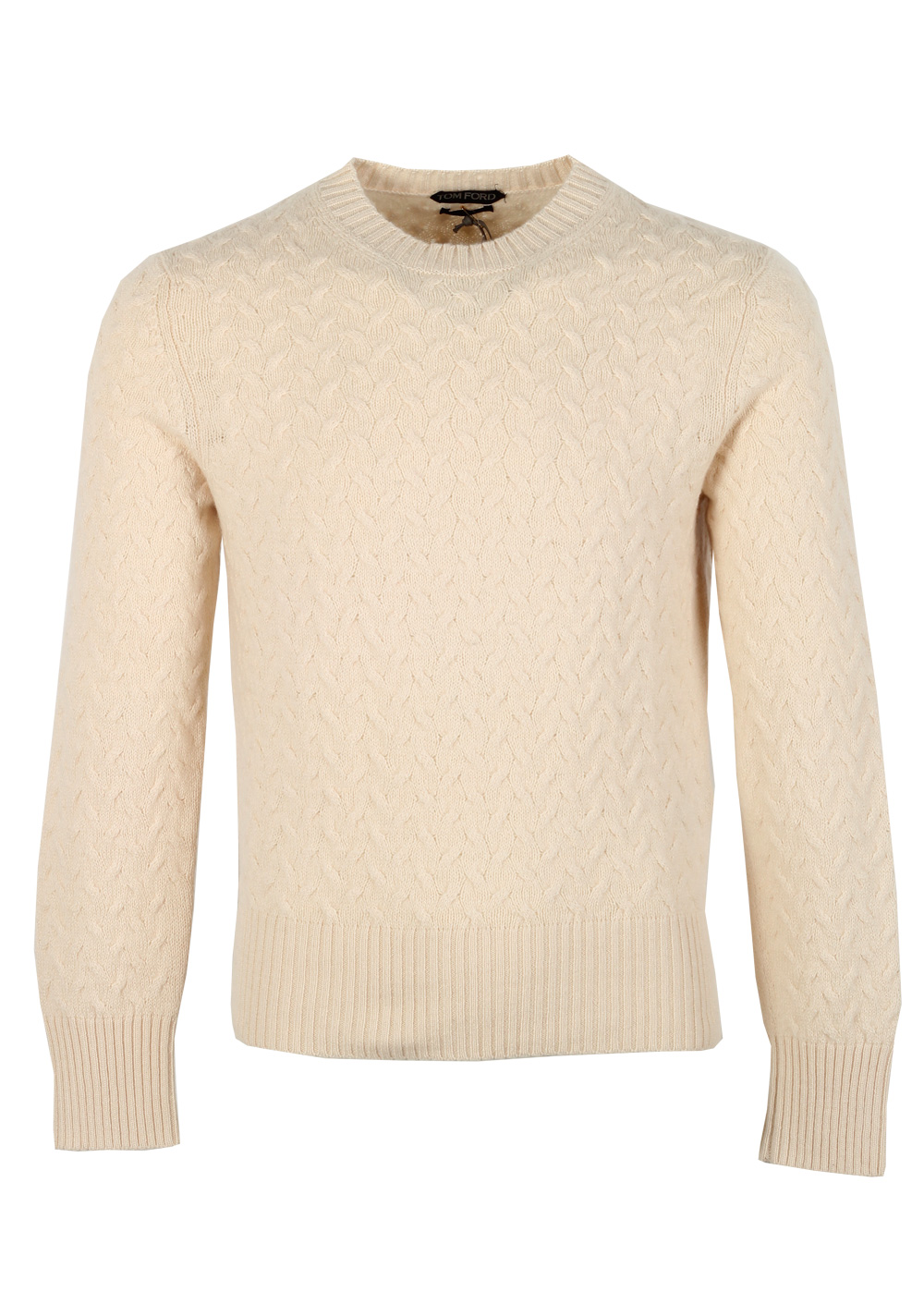 TOM FORD Off White Crew Neck Sweater Size 48 / 38R U.S. In Cotton Cashmere | Costume Limité