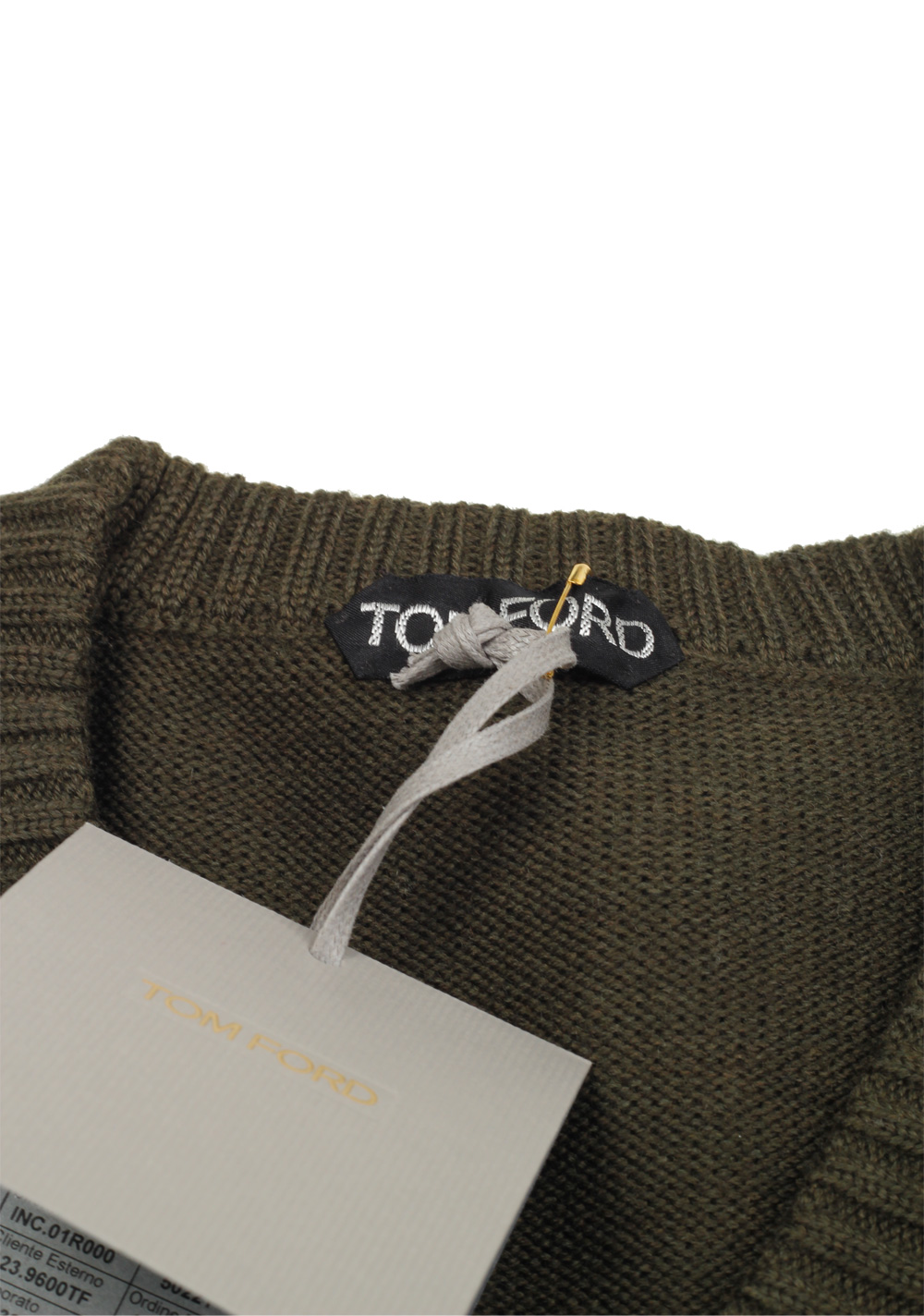 TOM FORD Green V Neck Sweater Size 48 / 38R U.S. In Wool | Costume Limité