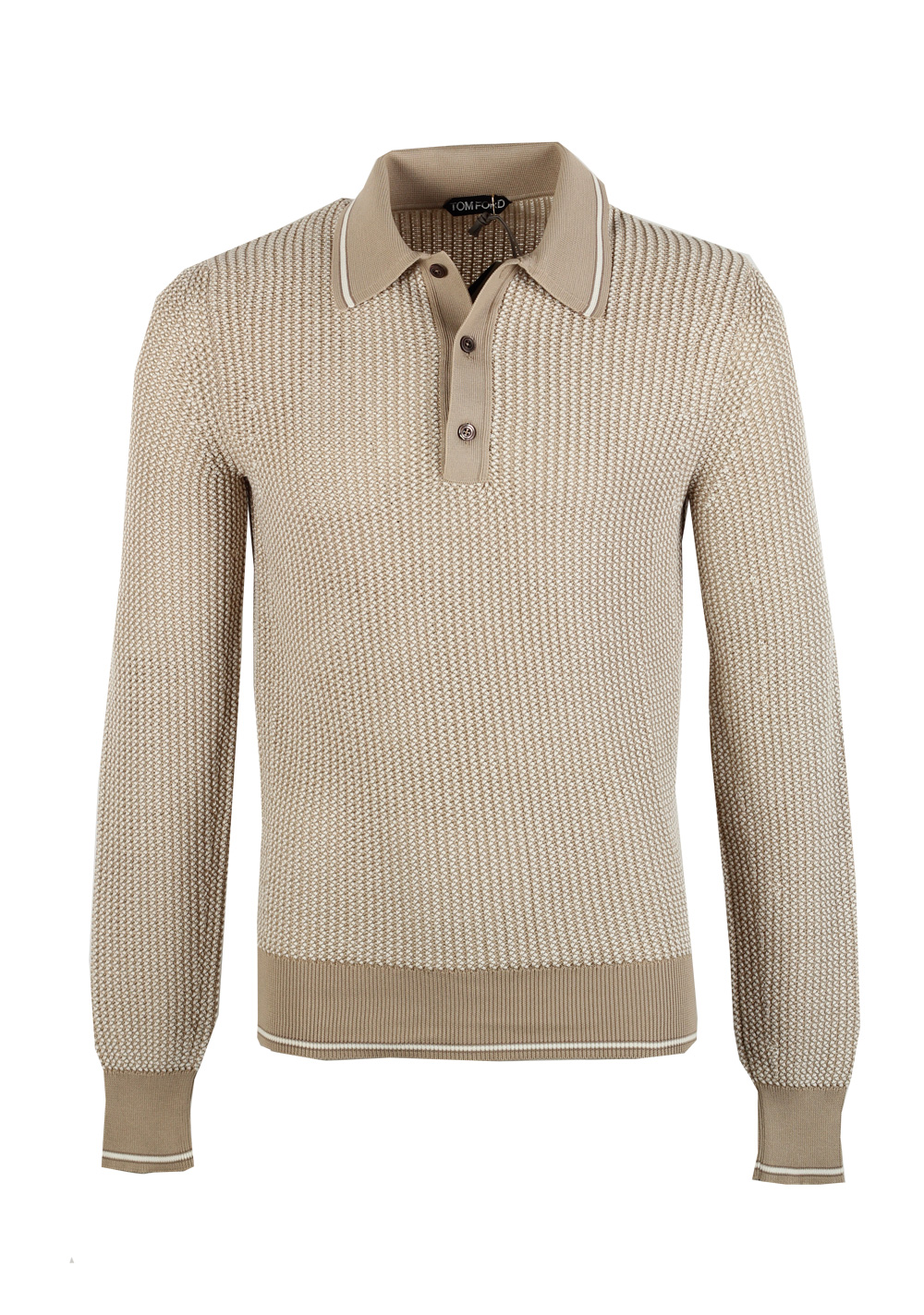 TOM FORD Beige Long Sleeven Polo Sweater Size 48 / 38R U.S. In Silk Blend | Costume Limité