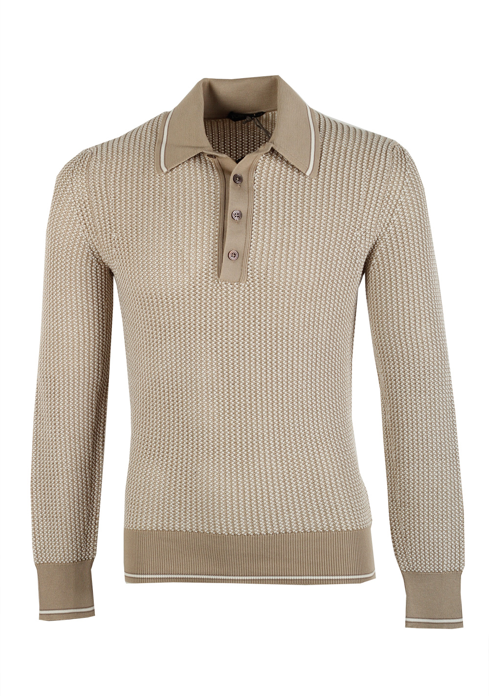 TOM FORD Beige Long Sleeve Polo Sweater Size 48 / 38R U.S. In Silk Blend | Costume Limité