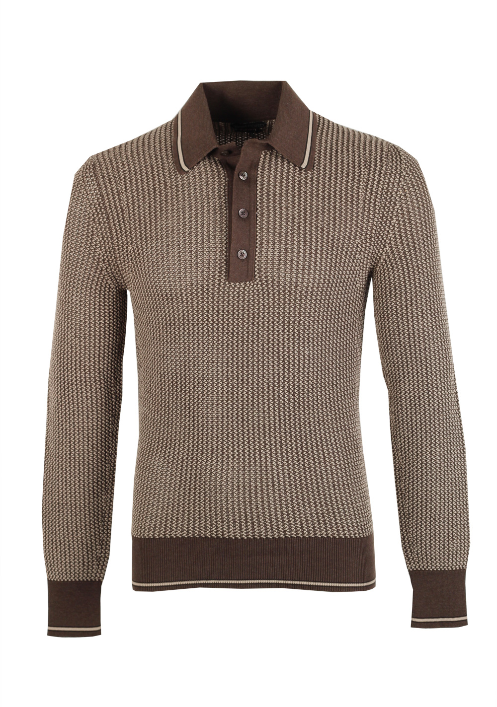 TOM FORD Brown Long Sleeve Polo Sweater Size 48 / 38R U.S. In Silk Blend | Costume Limité