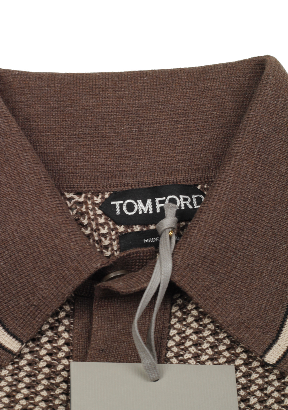 TOM FORD Brown Long Sleeve Polo Sweater Size 48 / 38R U.S. In Silk Blend | Costume Limité