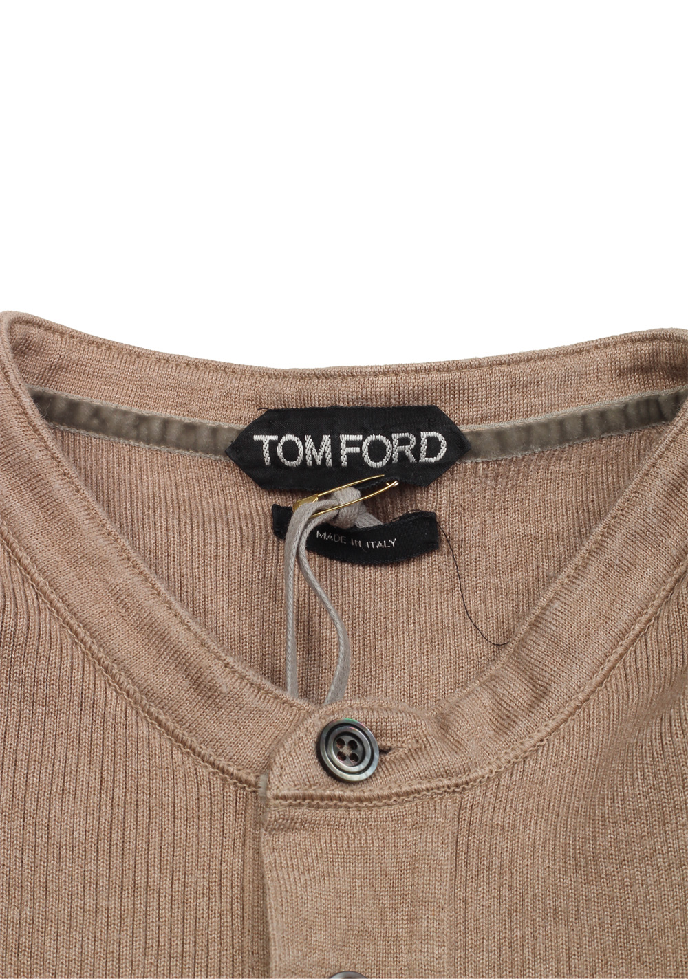 TOM FORD Brown Long Sleeve Henley Sweater Size 48 / 38R U.S. In Silk Blend | Costume Limité