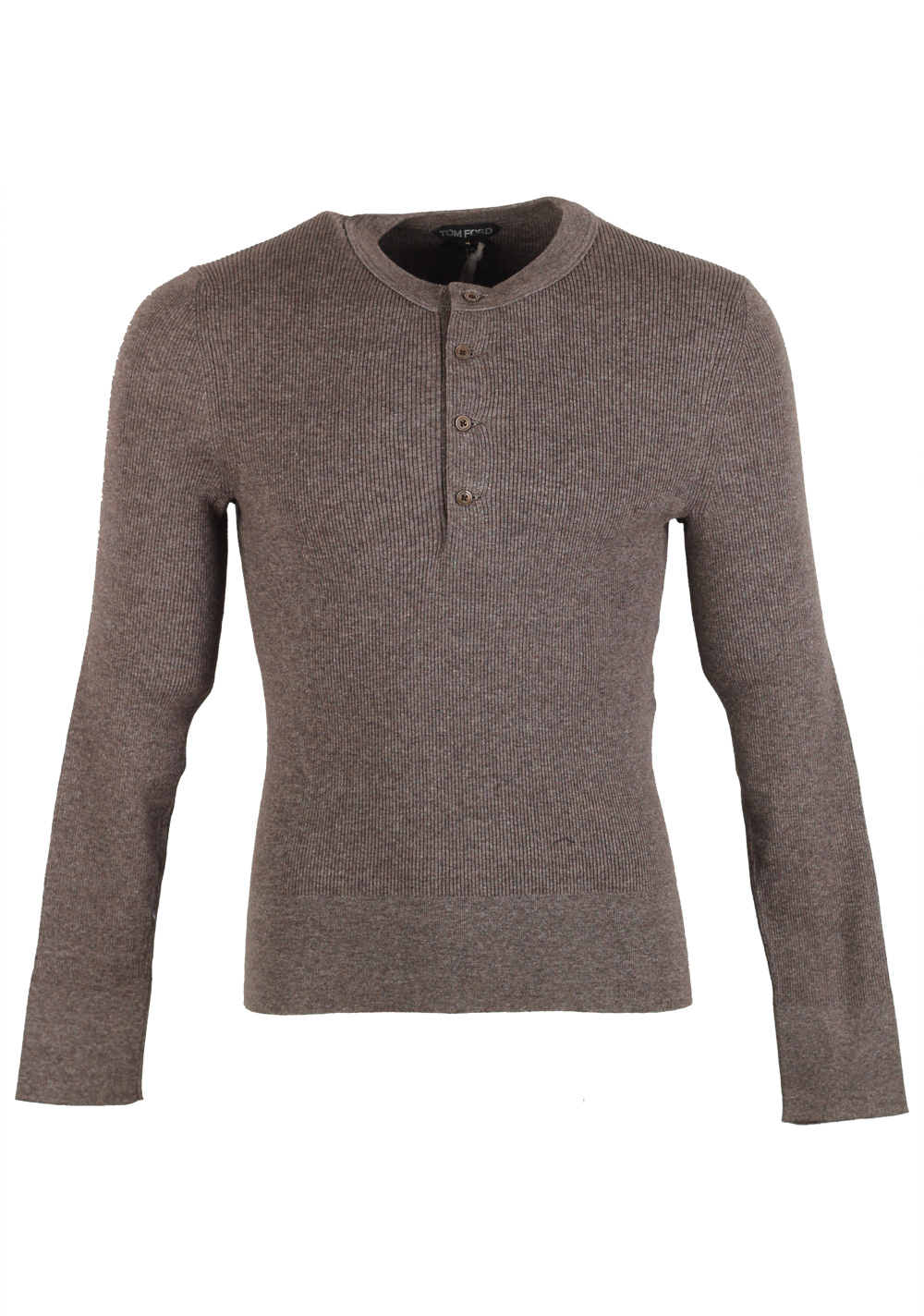 TOM FORD Gray Long Sleeve Henley Sweater Size 48 / 38R U.S. In Cotton | Costume Limité