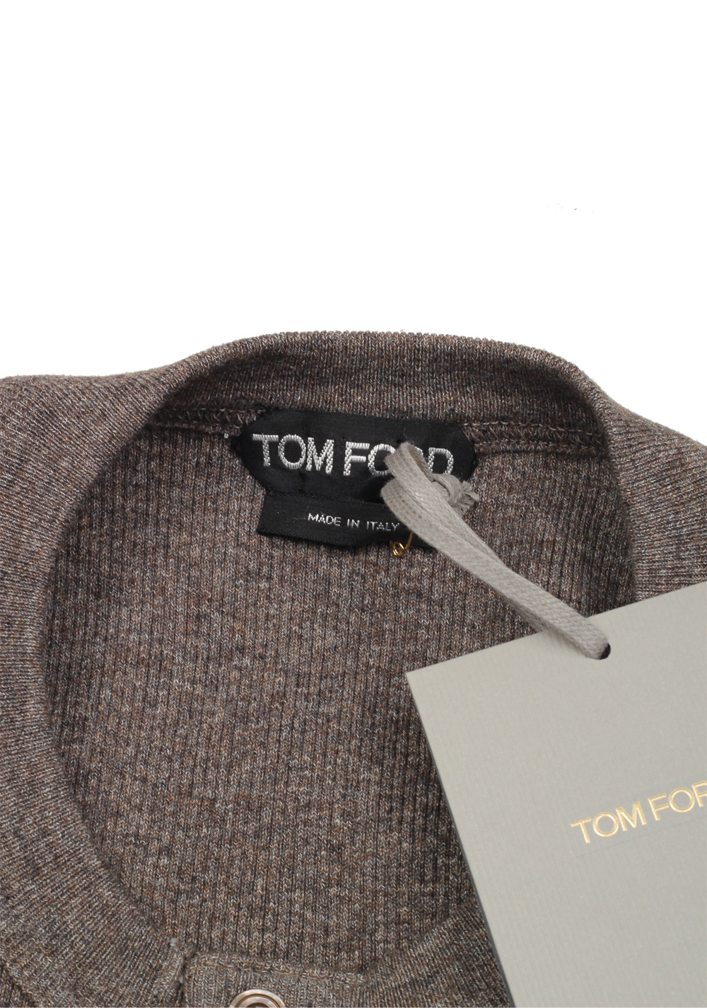TOM FORD Gray Long Sleeve Henley Sweater Size 48 / 38R U.S. In Cotton | Costume Limité