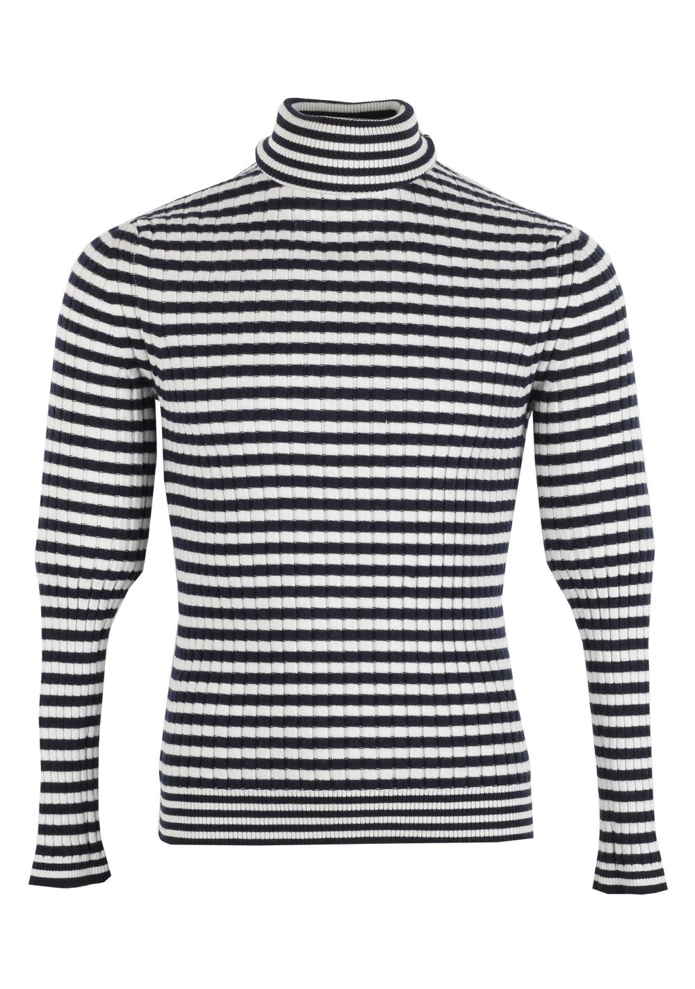 TOM FORD Blue White Turtleneck Sweater Size 48 / 38R U.S. In Cashmere Blend | Costume Limité