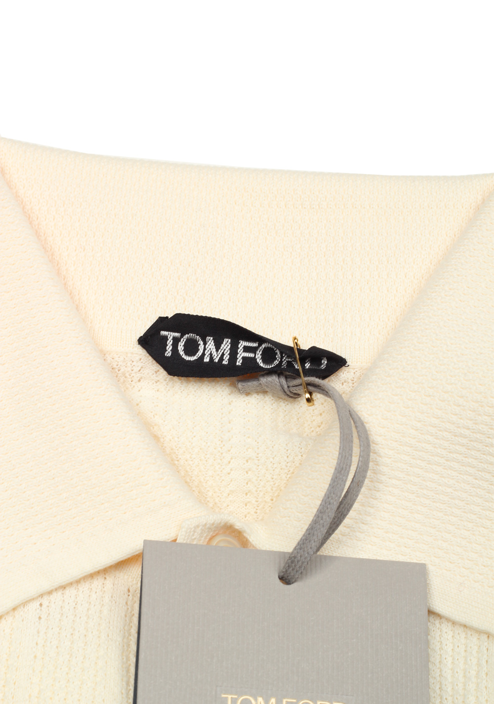 TOM FORD Off White Long Sleeve Polo Sweater Size 48 / 38R U.S. In Cotton | Costume Limité