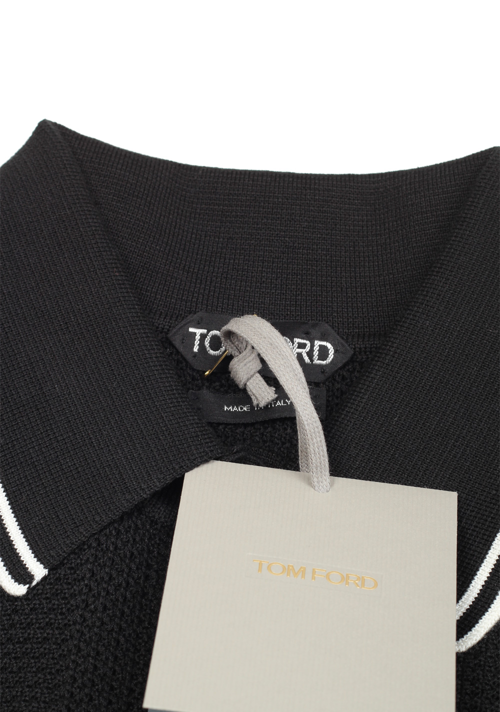 TOM FORD Black Long Sleeve Polo Sweater Size 48 / 38R U.S. In Silk Blend | Costume Limité