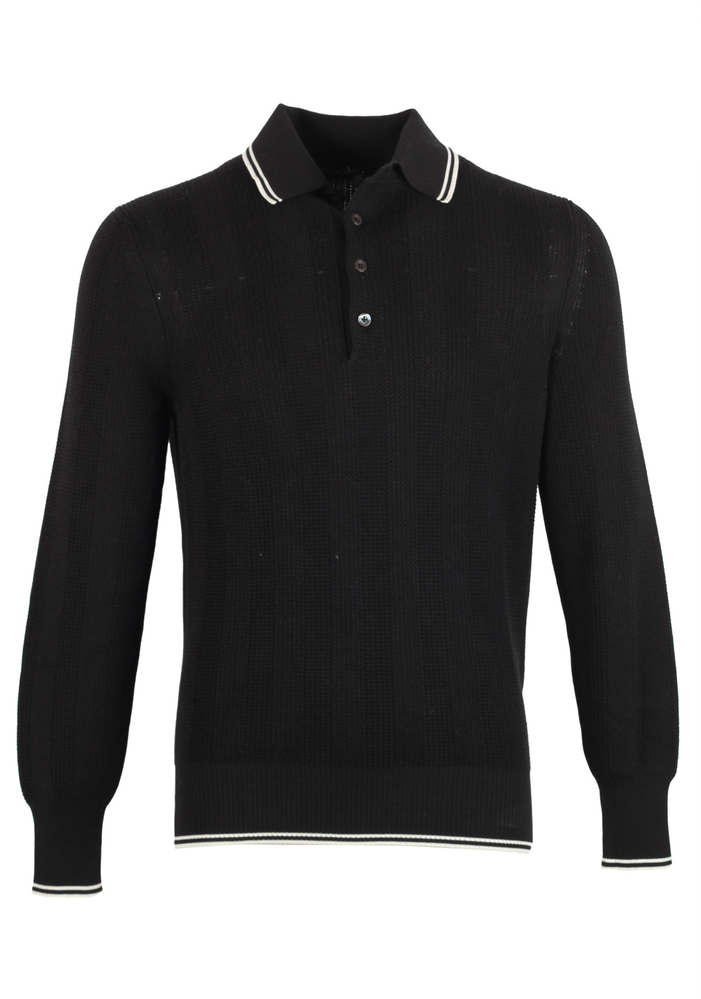TOM FORD Black Long Sleeve Polo Sweater Size 48 / 38R U.S. In Silk Blend | Costume Limité