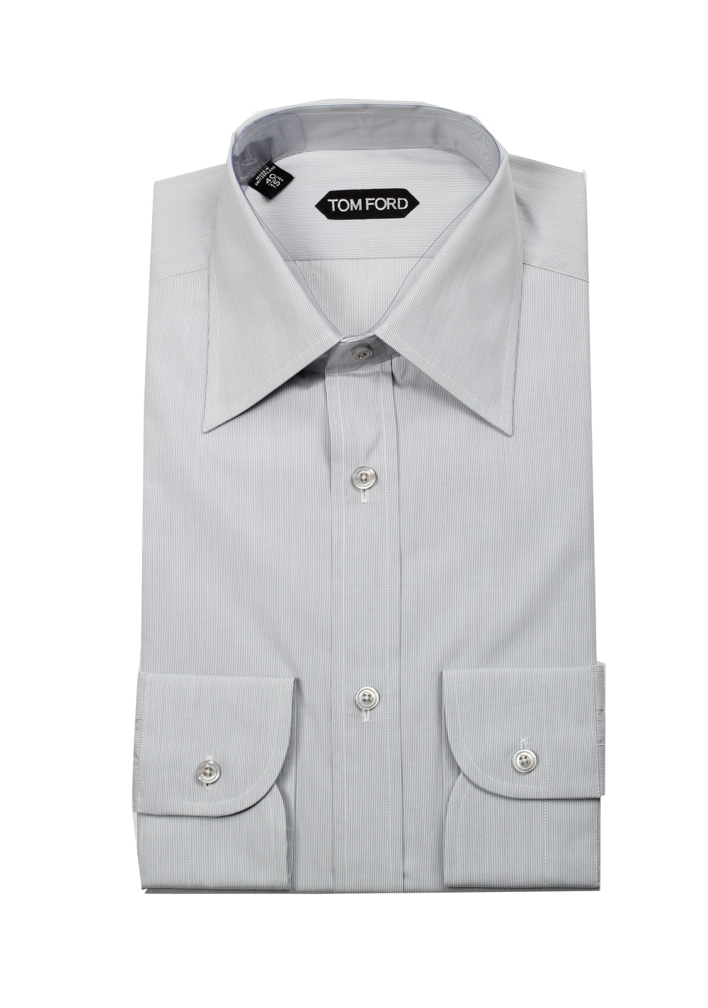TOM FORD Striped White Blue Dress Shirt Size 40 / 15,75 U.S. | Costume Limité
