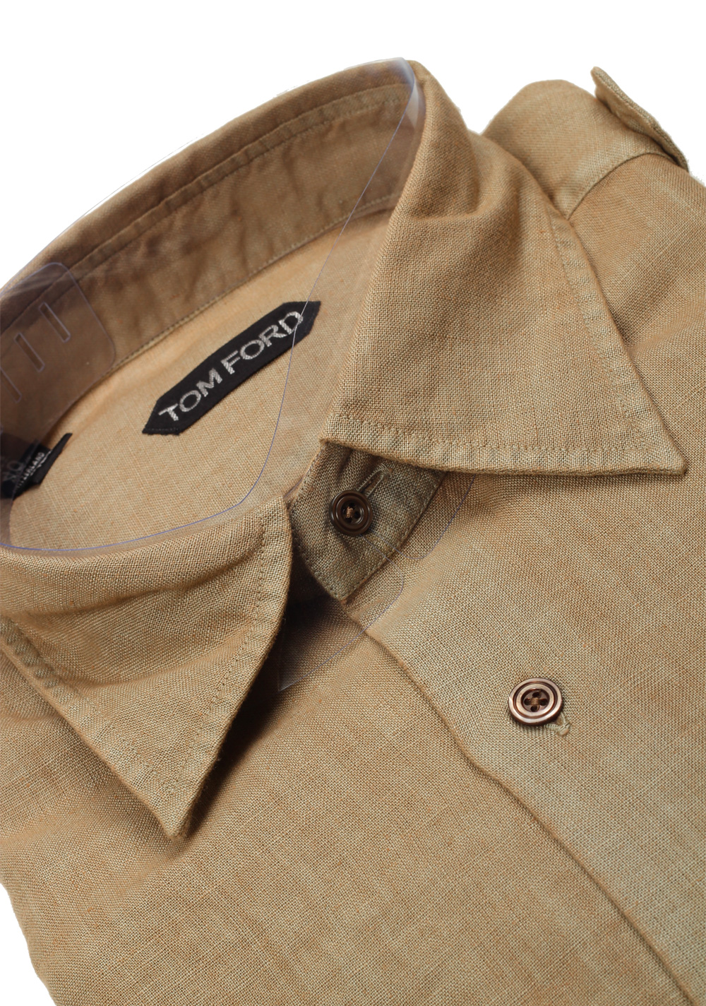 TOM FORD Solid Brown Casual Shirt Size 40 / 15,75 U.S. | Costume Limité