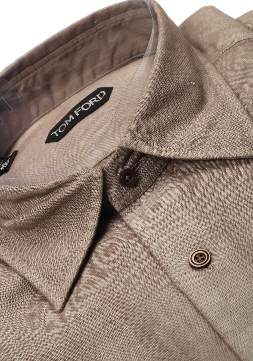 TOM FORD Solid Brown Casual Shirt Size 40 / 15,75 U.S. | Costume Limité