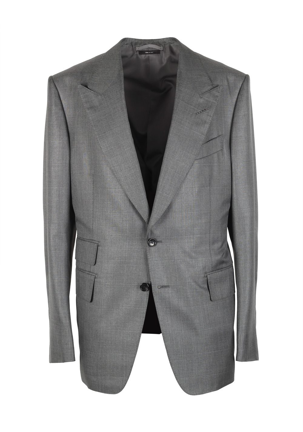 TOM FORD Shelton Checked Gray Suit Size 54 / 44R U.S. Silk Wool | Costume Limité