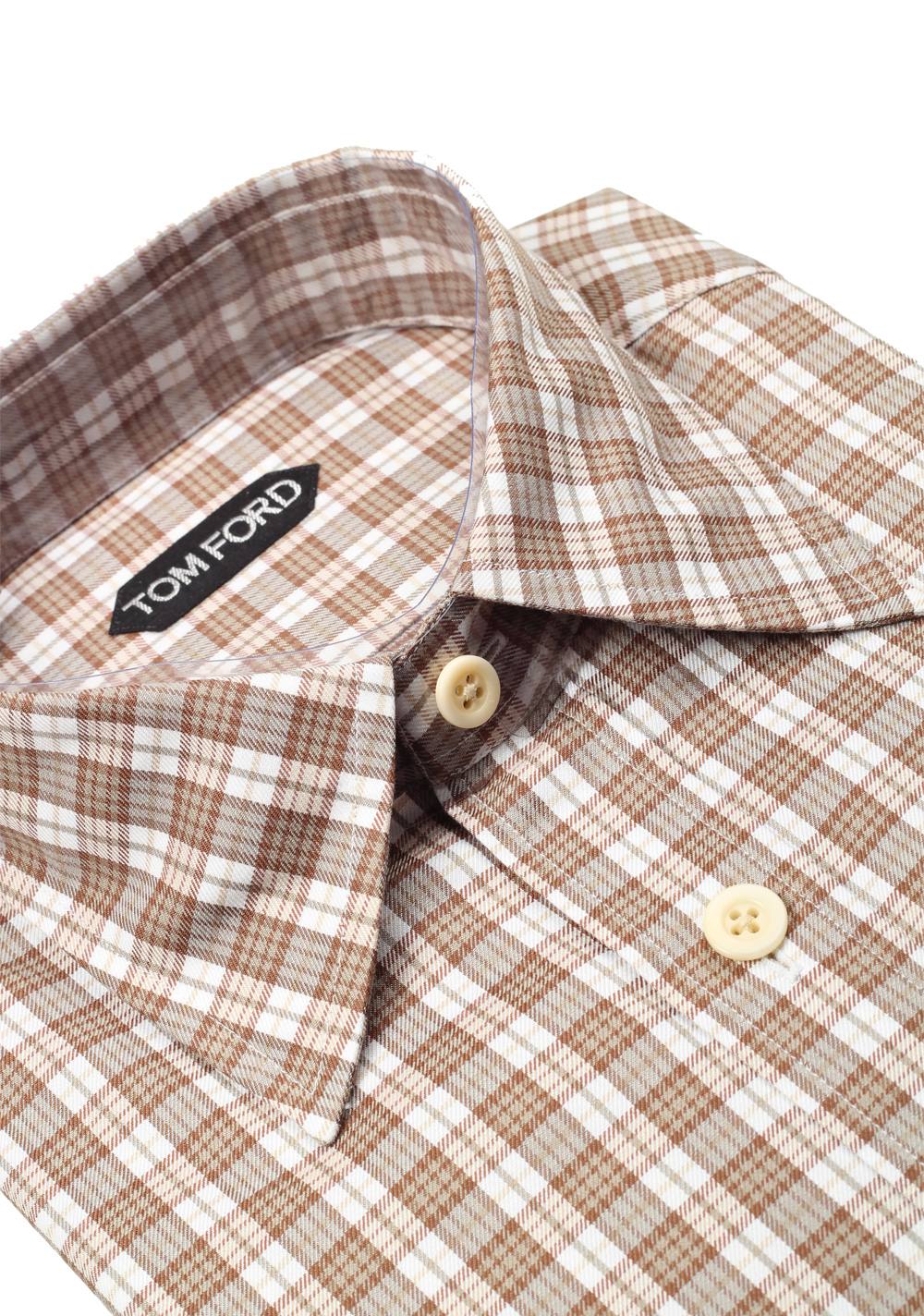 TOM FORD Checked Brown Dress Shirt Size 40 / 15,75 U.S. | Costume Limité