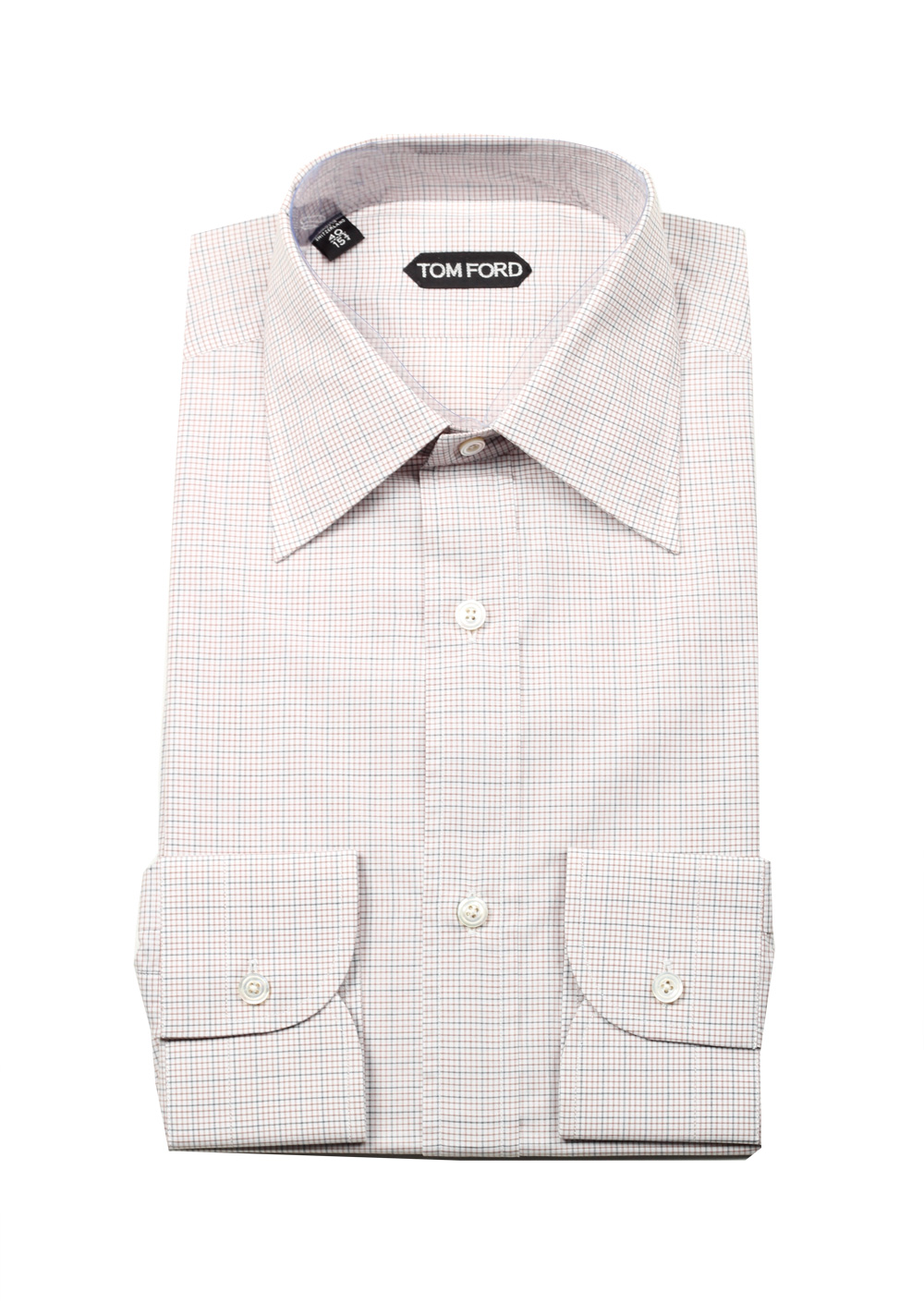 TOM FORD Checked Brown Dress Shirt Size 40 / 15,75 U.S. | Costume Limité