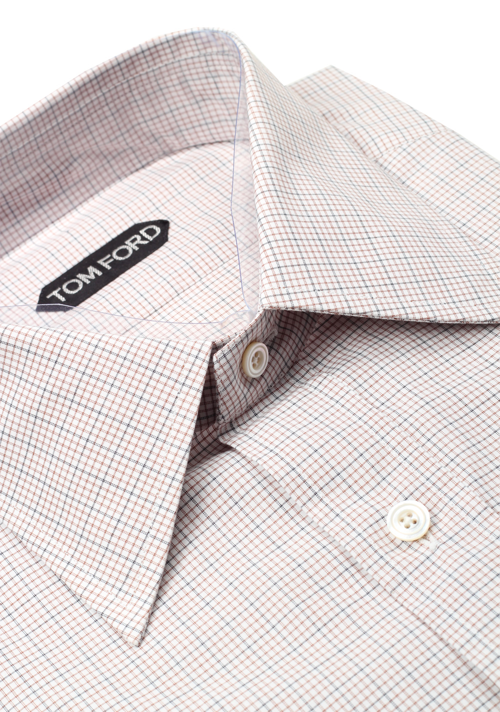 TOM FORD Checked Brown Dress Shirt Size 40 / 15,75 U.S. | Costume Limité