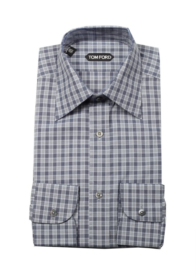 TOM FORD Checked Gray Dress Shirt Size 40 / 15,75 U.S. - thumbnail | Costume Limité