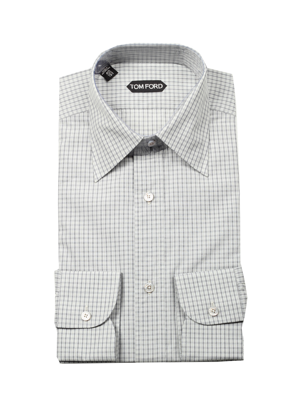 TOM FORD Checked Gray Dress Shirt Size 40 / 15,75 U.S. | Costume Limité