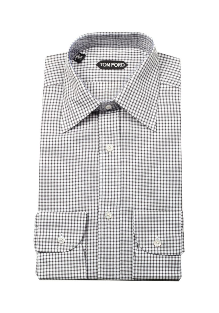 TOM FORD Checked Gray Dress Shirt Size 40 / 15,75 U.S. - thumbnail | Costume Limité