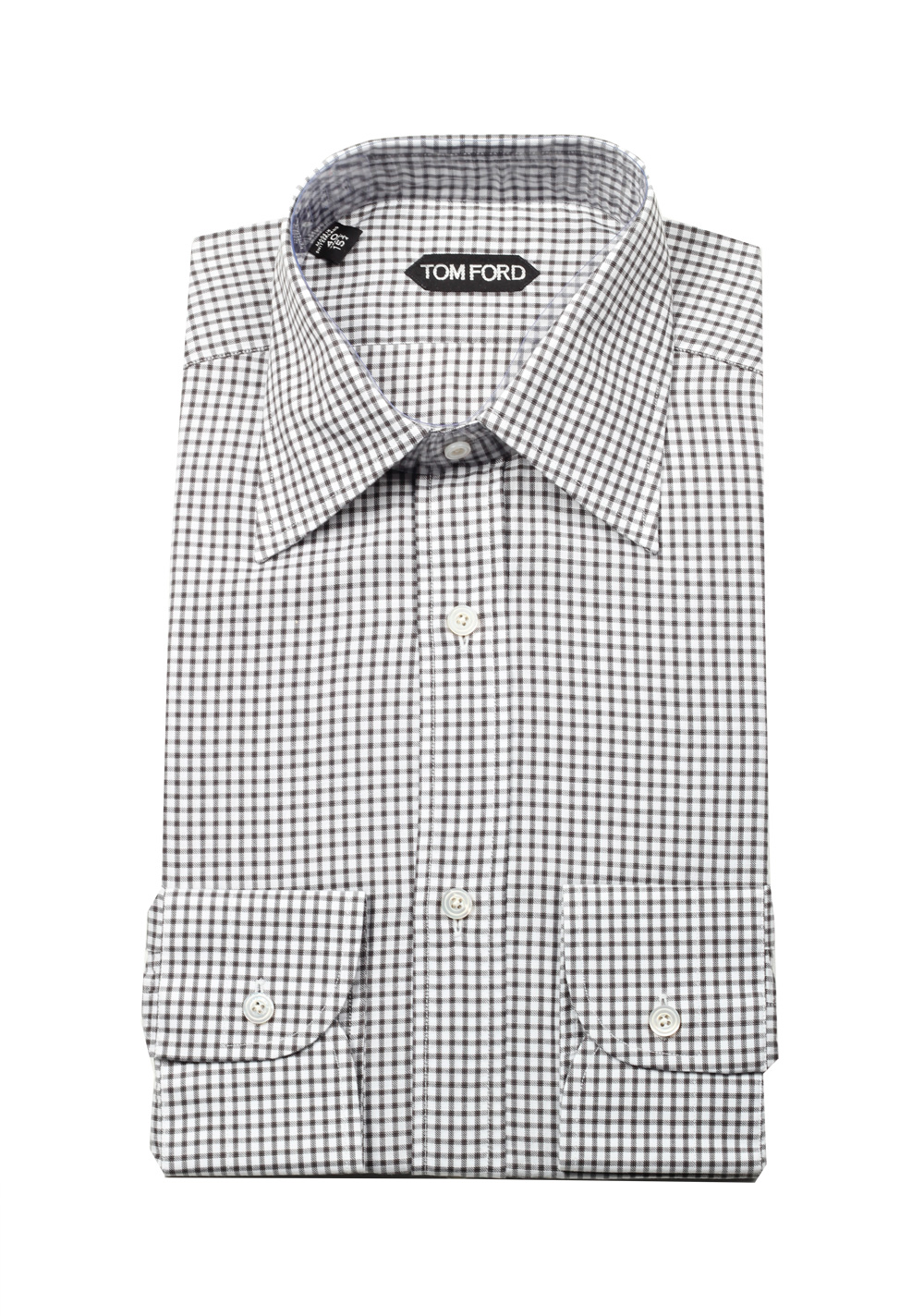 TOM FORD Checked Gray Dress Shirt Size 40 / 15,75 U.S. | Costume Limité