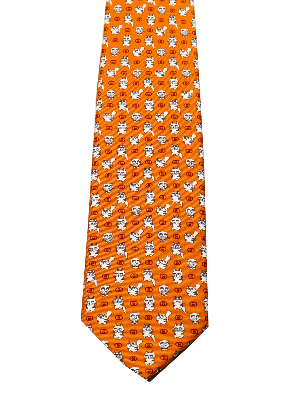 Gucci Orange Patterned Cat Tie | Costume Limité