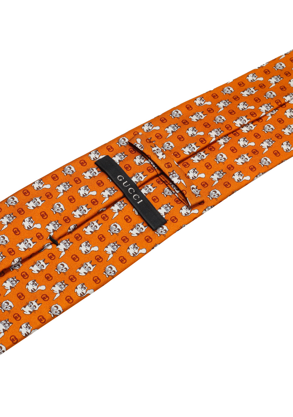 Gucci Orange Patterned Cat Tie | Costume Limité