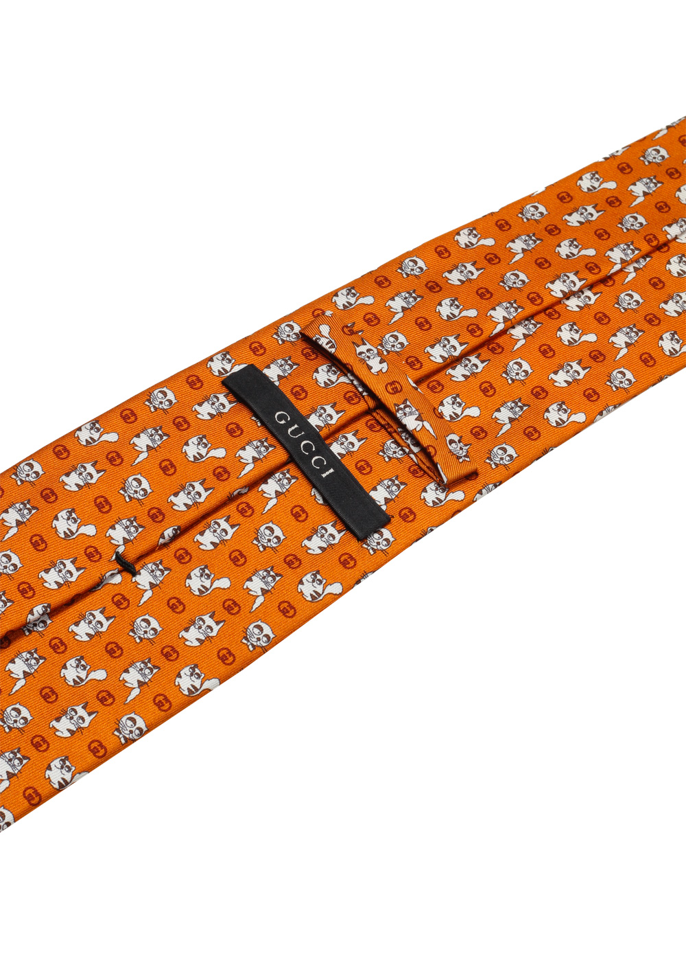Gucci Orange Patterned Cat Tie | Costume Limité