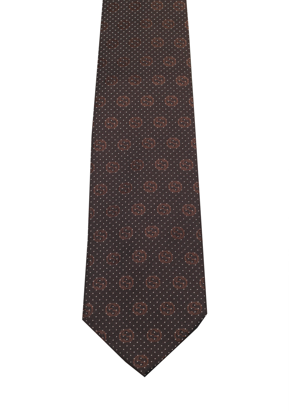 Gucci Brown Patterned Logo Tie | Costume Limité
