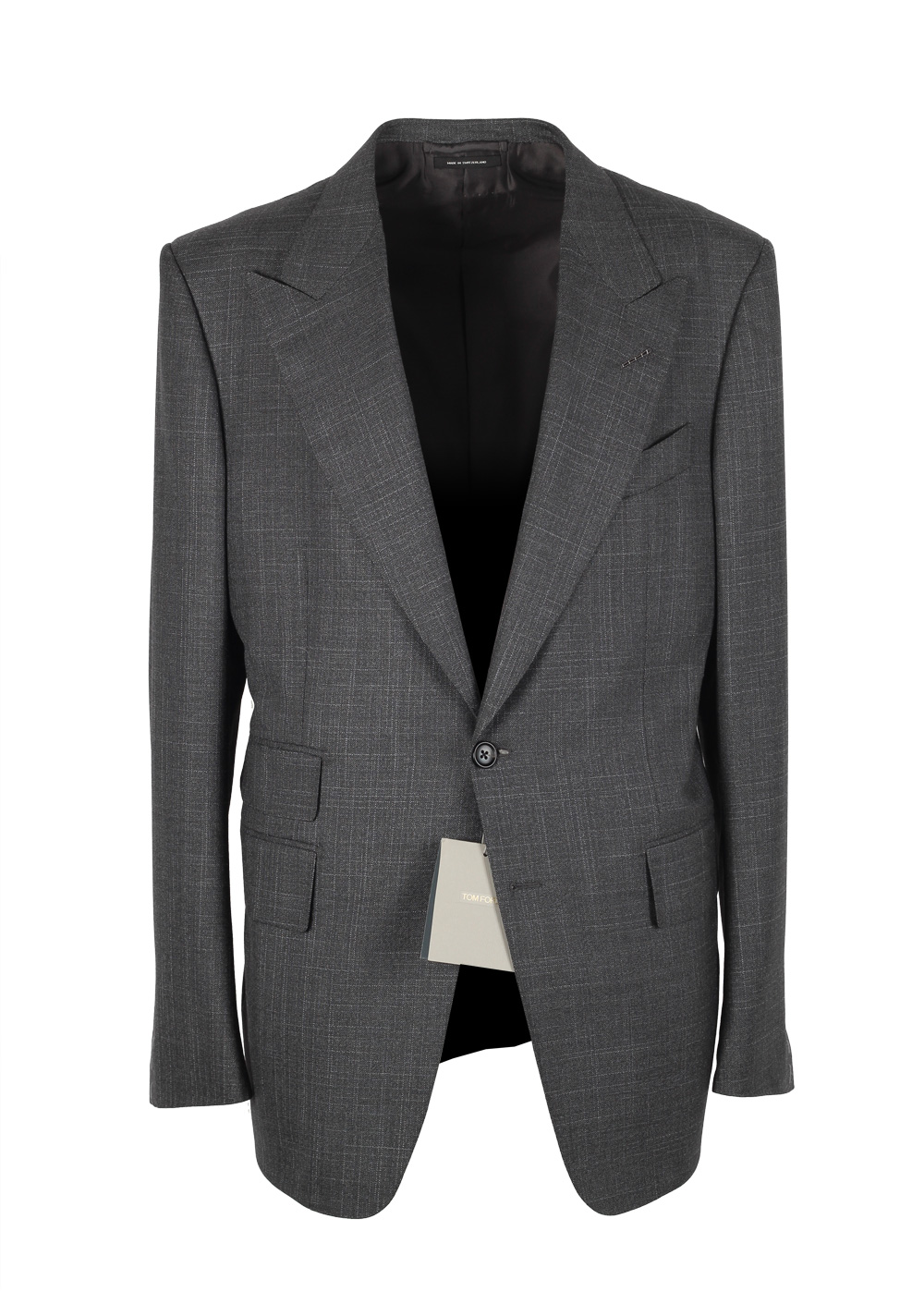 TOM FORD Shelton Checked Gray Suit Size 54 / 44R U.S. In Wool Silk | Costume Limité