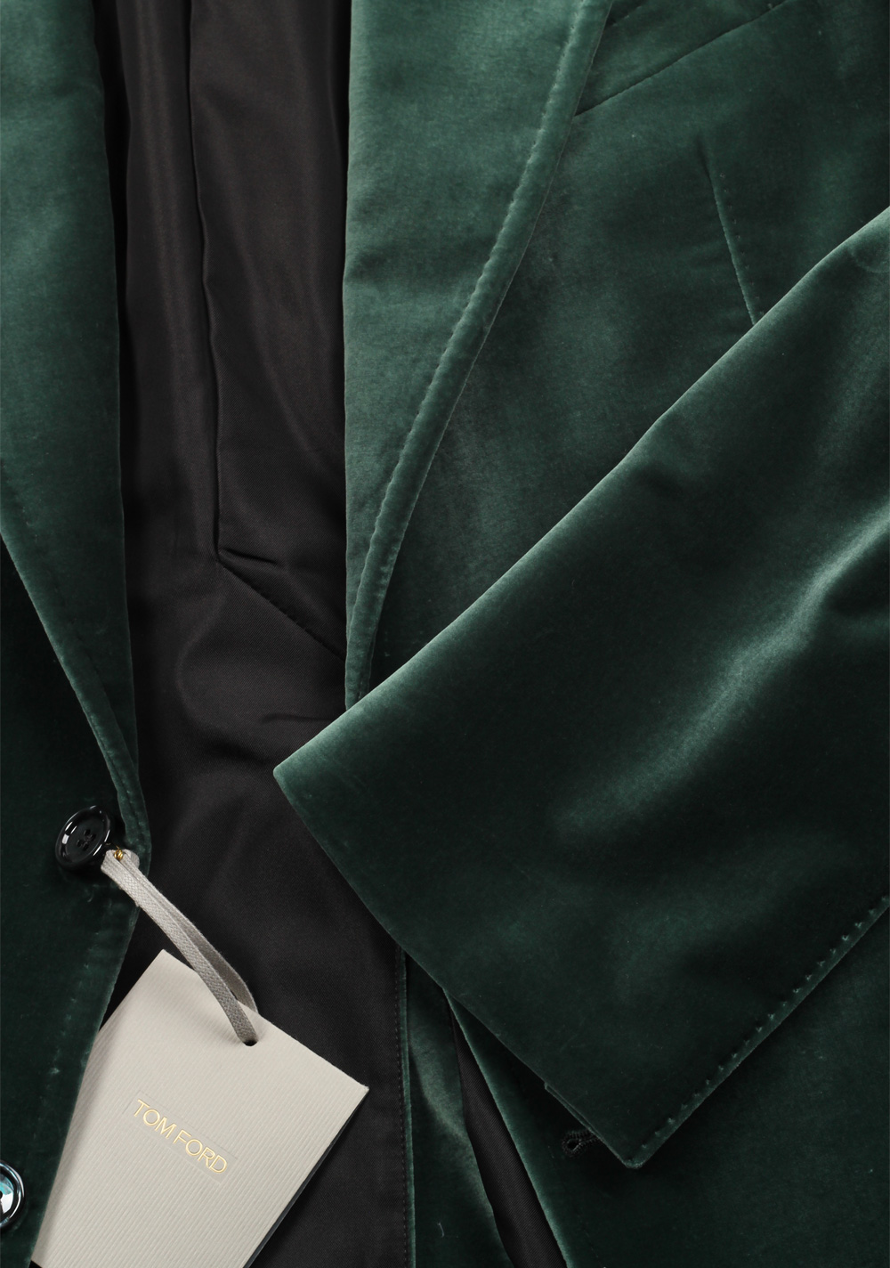 TOM FORD Shelton Velvet Green Sport Coat Size 54 / 44R Cotton | Costume Limité