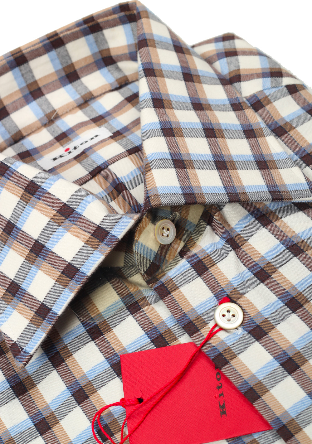 Kiton Checked Flannel Shirt 44 / 17,5 U.S. | Costume Limité