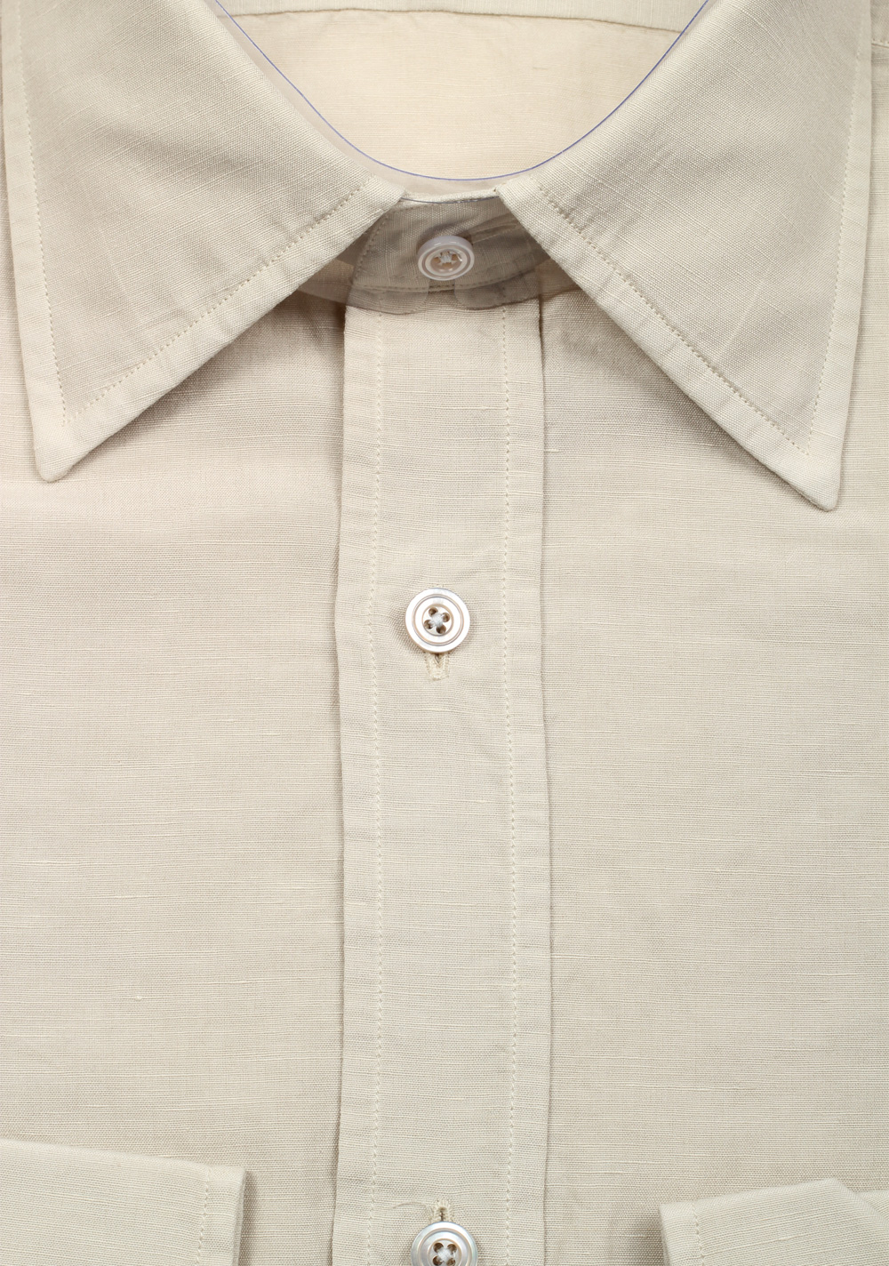 TOM FORD Solid Off White Dress Shirt Size 40 / 15,75 U.S. In Linen | Costume Limité