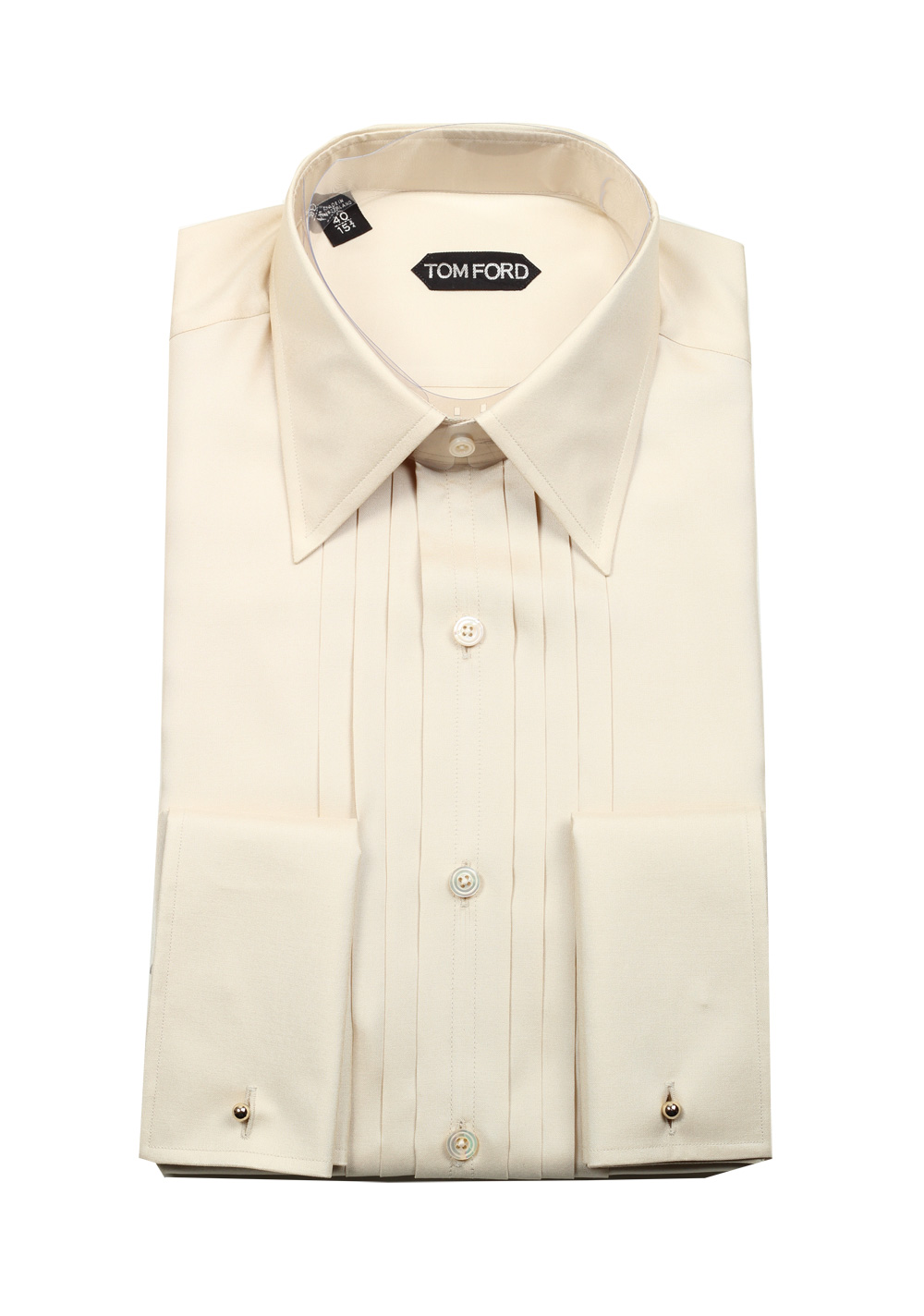 TOM FORD Solid Off White Charmeuse Evening Tuxedo Shirt Size 40 / 15,75 U.S. | Costume Limité