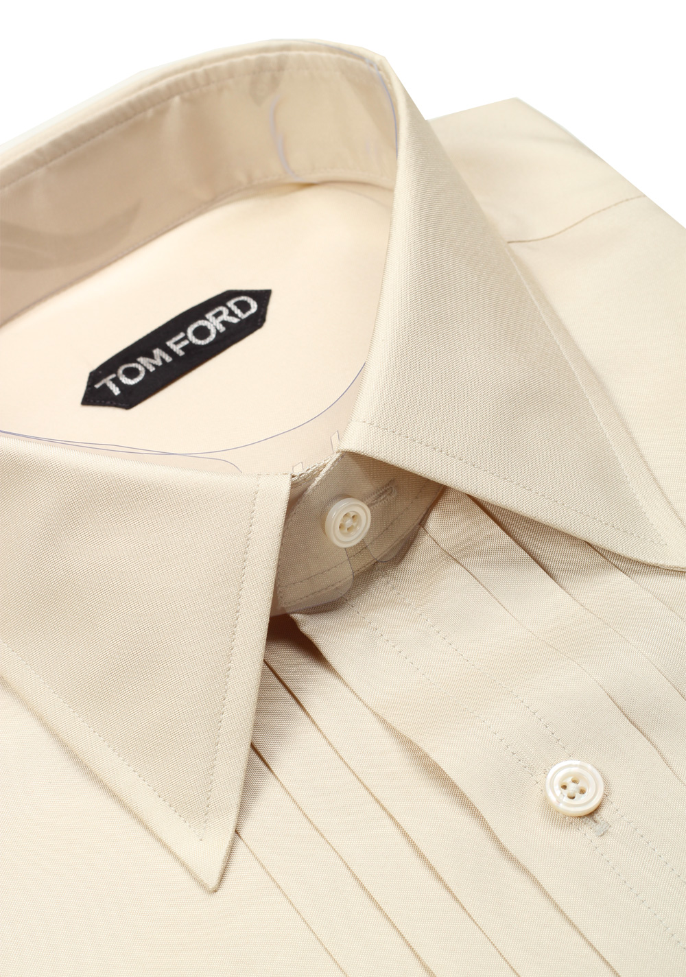 TOM FORD Solid Off White Charmeuse Evening Tuxedo Shirt Size 40 / 15,75 U.S. | Costume Limité