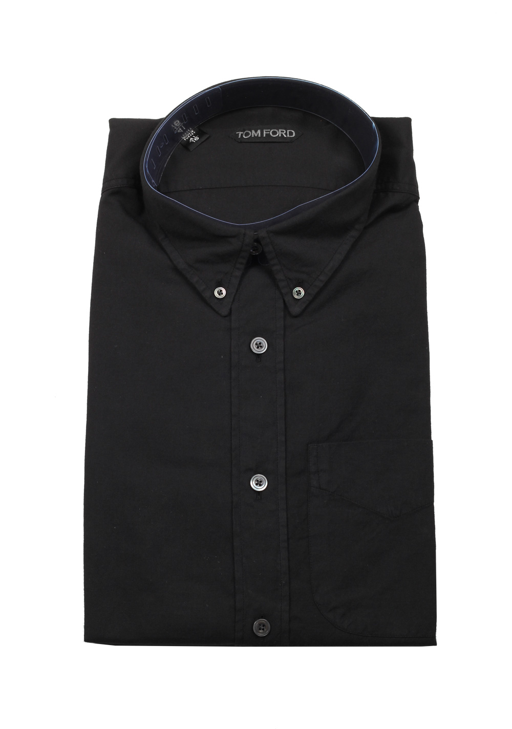 TOM FORD Solid Black Casual Shirt Size 41 / 16 U.S. | Costume Limité