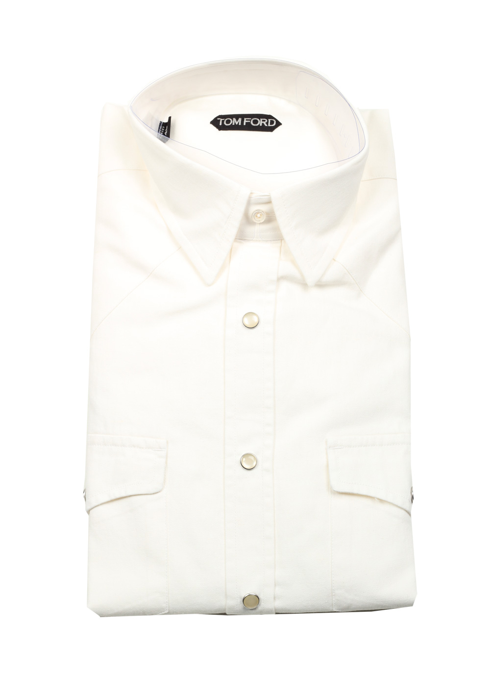 TOM FORD Solid White Casual Shirt Size 41 / 16 U.S. | Costume Limité